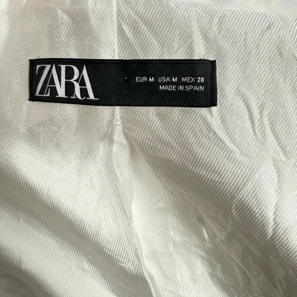 Zara White One Button Blazer Jacket - Made in Spain - Picture 3 of 9